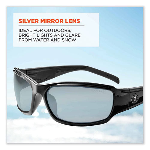Skullerz Thor Safety Glasses, Black Nylon Impact Frame, Silver Mirror Polycarbonate Lens, Ships In 1-3 Business Days