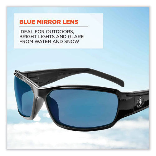 Skullerz Thor Safety Glasses, Black Nylon Impact Frame, Blue Mirror Polycarbonate Lens, Ships In 1-3 Business Days