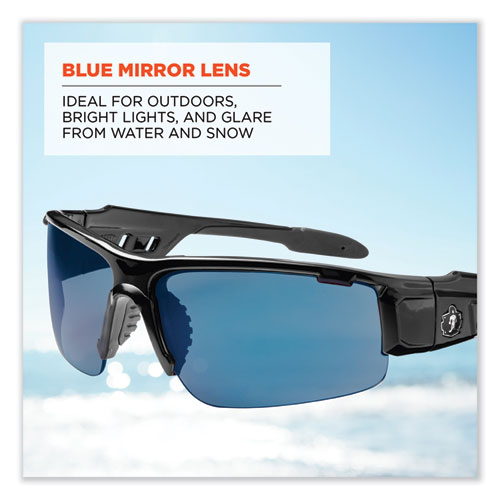 Skullerz Dagr Safety Glasses, Black Nylon Impact Frame, Blue Mirror Polycarbonate Lens, Ships In 1-3 Business Days