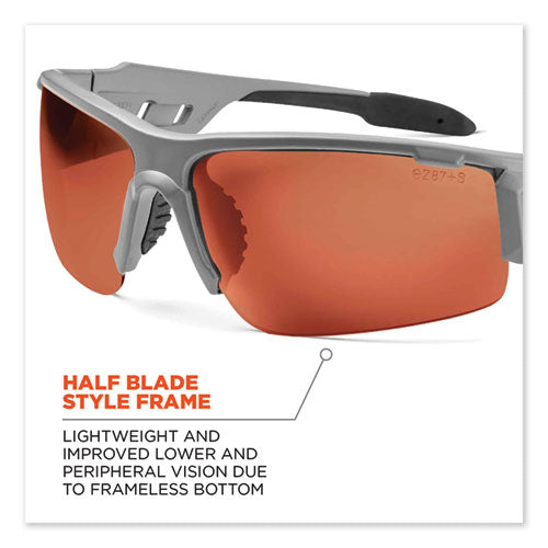 Skullerz Dagr Safety Glasses, Matte Gray Nylon Impact Frame, Polarized Copper Polycarbonate Lens, Ships In 1-3 Business Days