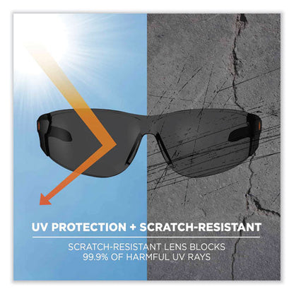 Skullerz Saga Frameless Safety Glasses, Black Nylon Impact Frame, Anti-fog Smoke Polycarb Lens, Ships In 1-3 Business Days