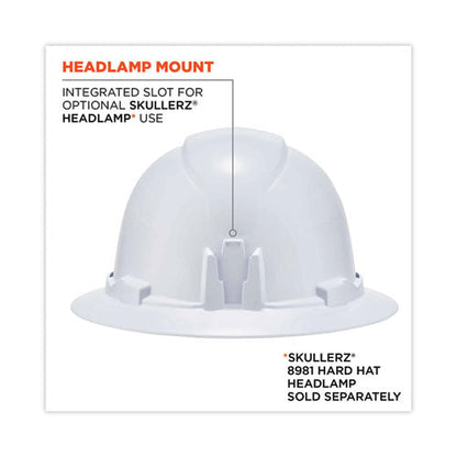 Skullerz 8971 Class E Hard Hat Full Brim, White, Ships In 1-3 Business Days
