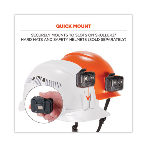 Skullerz 8987 Rechargeable Hard Hat Led Light, 2.5 X 3 X 2, Black, Ships In 1-3 Business Days