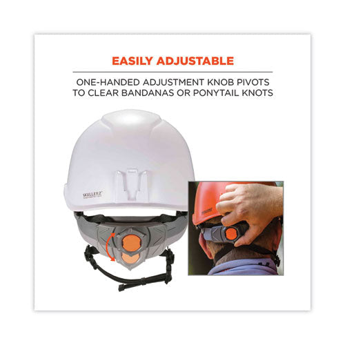 Skullerz 8974led Class E Safety Helmet W/8981 Universal Led Headlamp, 6-pt Ratchet Susp, White, Ships In 1-3 Business Days
