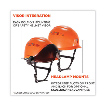 Skullerz 8975 Class C Safety Helmet, 6-point Ratchet Suspension, Orange, Ships In 1-3 Business Days