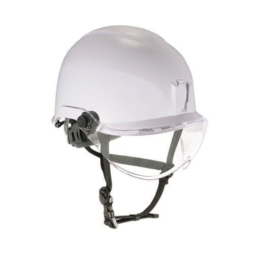 Skullerz 8974v Class E Safety Helmet W/8991 Visor Kit, Clear Lens, 6-pt Ratchet Suspension, White, Ships In 1-3 Business Days