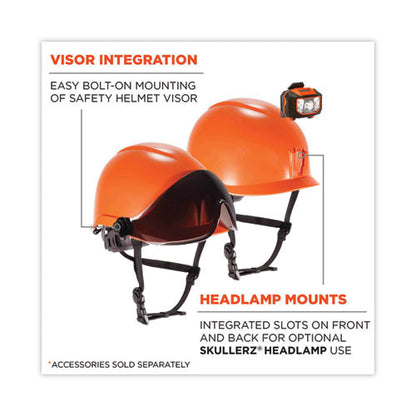 Skullerz 8974v Class E Safety Helmet W/8991 Visor Kit, Smoke Lens, 6-pt Ratchet Suspension, Orange,ships In 1-3 Business Days