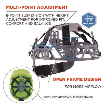 Skullerz 8966 Class C Lightweight Cap-style Hard Hat, Adjustable Venting, 6-pt Rachet Suspension, Lime, Ships In 1-3 Bus Days