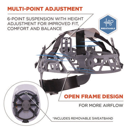 Skullerz 8967 Class E Lightweight Cap-style Hard Hat, 6-point Rachet Suspension, White, Ships In 1-3 Business Days