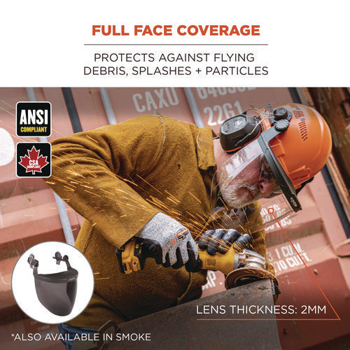 Skullerz 8994 Anti-scratch/anti-fog Hard Hat Face Shield, Cap-style/safety Helmet Adapter, Clear Lens, Ships In 1-3 Bus Days