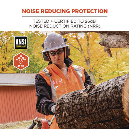 Skullerz 8880 Nrr 26db Hard Hat Mounted Earmuffs, Full Brim, Gray, Ships In 1-3 Business Days