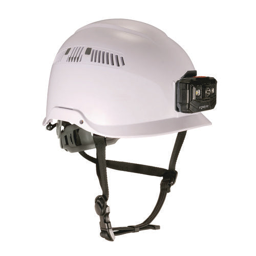 Class C Safety Helmet With Led Light And Adjustable Venting, 6-point Rachet Suspension, White, Ships In 1-3 Business Days