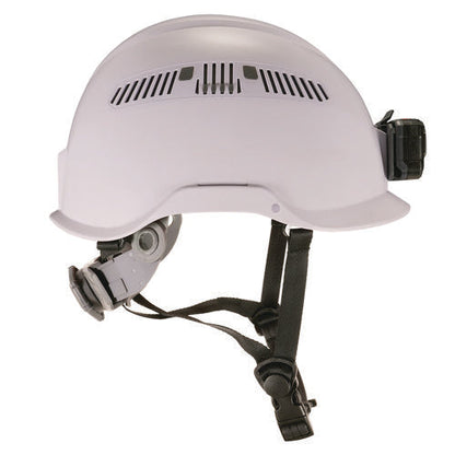 Class C Safety Helmet With Led Light And Adjustable Venting, 6-point Rachet Suspension, White, Ships In 1-3 Business Days