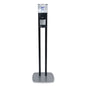 Es8 Hand Sanitizer Floor Stand With Dispenser, 1,200 Ml, 13.5 X 5 X 28.5, Graphite/silver