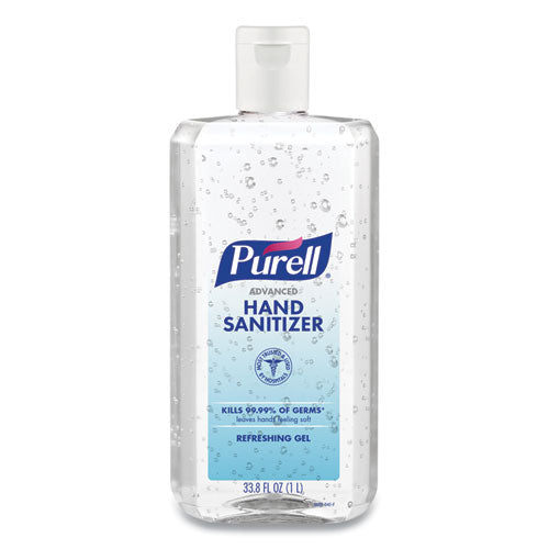 Advanced Hand Sanitizer Refreshing Gel, 1 L Flip Cap Bottle, Clean Scent, 4/carton