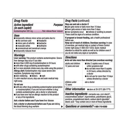 Extra Strength Acetaminophen Tablets 500 Mg, 500/bottle, Ships In 1-3 Business Days