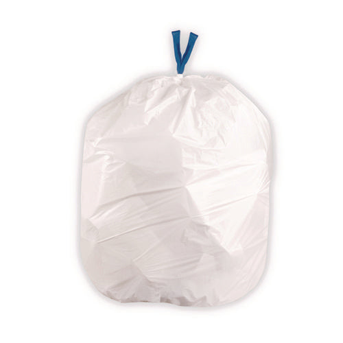 Drawstring Trash Bags, 13 Gal, 0.8 Mil, 24" X 28", White, 40 Bags/roll, 2 Rolls/box