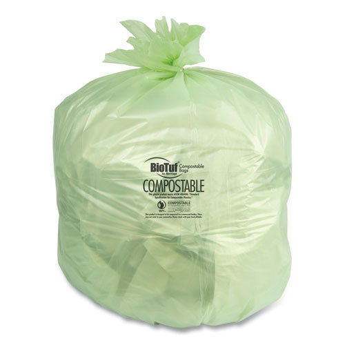 Biotuf Compostable Can Liners, 23 To 30 Gal, 1 Mil, 28" X 45", Green, 25 Bags/roll, 5 Rolls/carton
