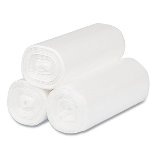 High-density Commercial Can Liners, 4 Gal, 6 Mic, 17" X 18", Clear, 50 Bags/roll, 40 Perforated Rolls/carton