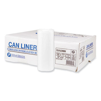High-density Commercial Can Liners, 16 Gal, 8 Mic, 24" X 33", Natural, 50 Bags/roll, 20 Interleaved Rolls/carton