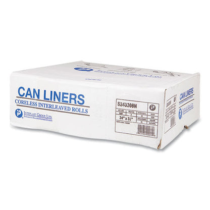 High-density Commercial Can Liners, 16 Gal, 8 Mic, 24" X 33", Natural, 50 Bags/roll, 20 Interleaved Rolls/carton