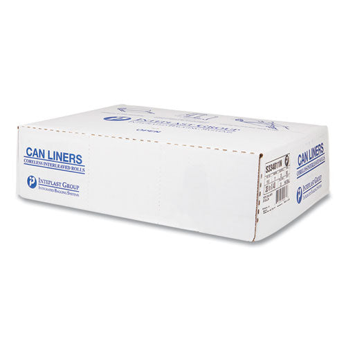 High-density Commercial Can Liners, 33 Gal, 11 Mic, 33" X 40", Clear, 25 Bags/roll, 20 Interleaved Rolls/carton