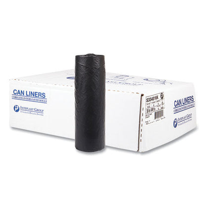 High-density Commercial Can Liners, 33 Gal, 16 Mic, 33" X 40", Black, 25 Bags/roll, 10 Interleaved Rolls/carton