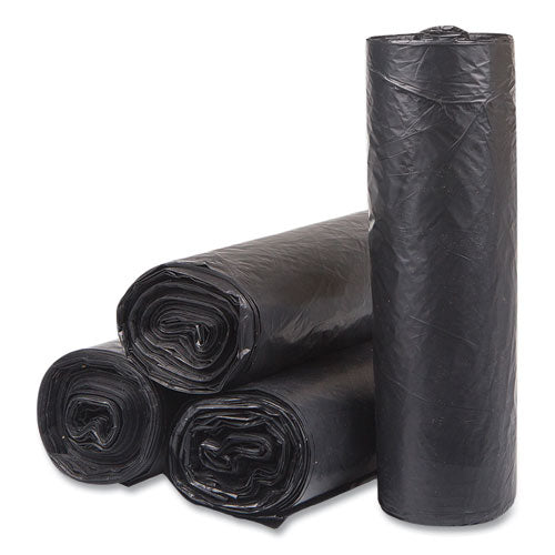 High-density Commercial Can Liners, 33 Gal, 16 Mic, 33" X 40", Black, 25 Bags/roll, 10 Interleaved Rolls/carton