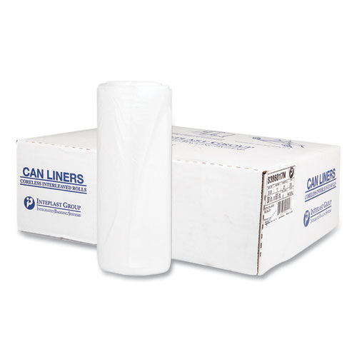 High-density Commercial Can Liners, 60 Gal, 17 Mic, 38" X 60", Clear, 25 Bags/roll, 8 Interleaved Rolls/carton
