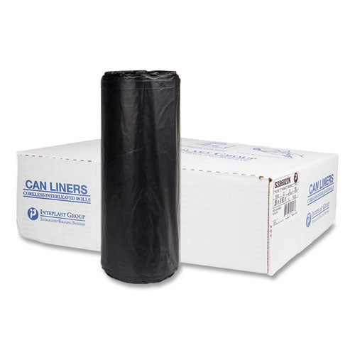 High-density Commercial Can Liners, 60 Gal, 22 Mic, 38" X 60", Black, 25 Bags/roll, 6 Interleaved Rolls/carton