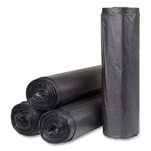 High-density Commercial Can Liners, 60 Gal, 22 Mic, 43" X 48", Black, 25 Bags/roll, 6 Interleaved Rolls/carton