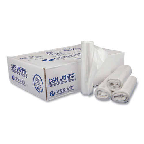 Low-density Commercial Can Liners, Coreless Perforated Roll, 16 Gal, 0.35mil, 24" X 33", Clear, 50 Bags/roll, 20 Rolls/carton