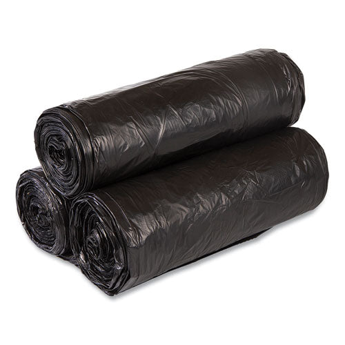High-density Commercial Can Liners Value Pack, 60 Gal, 19 Mic, 43" X 46", Black, 25 Bags/roll, 6 Interleaved Rolls/carton