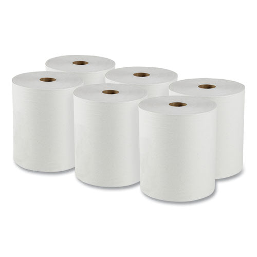 Essential High Capacity Hard Roll Towels For Business, Absorbency Pockets, 1-ply, 8" X 950 Ft, 1.75" Core, White, 6 Rolls/ct