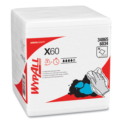 General Clean X60 Cloths, 1/4 Fold, 12.5 X 13, White, 76/box, 12 Boxes/carton