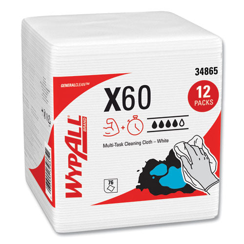 General Clean X60 Cloths, 1/4 Fold, 12.5 X 13, White, 76/box, 12 Boxes/carton