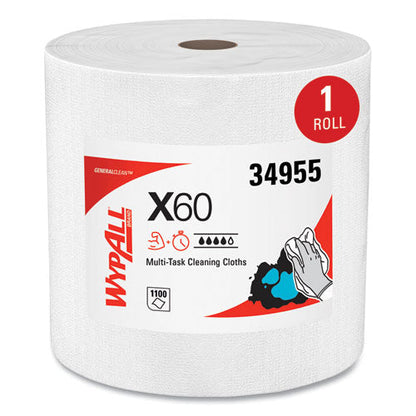 General Clean X60 Cloths, Jumbo Roll, 12.2 X 12.4, White, 1,100/roll