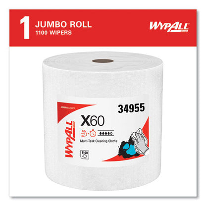 General Clean X60 Cloths, Jumbo Roll, 12.2 X 12.4, White, 1,100/roll