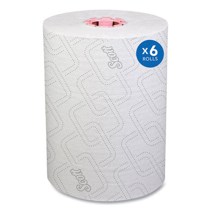 Slimroll Towels, 1-ply, 8" X 580 Ft, White/pink Core, Traditional Business, 6 Rolls/carton