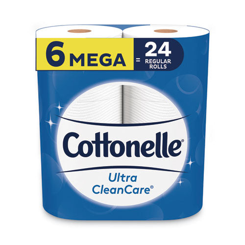 Ultra Cleancare Toilet Paper, Strong Tissue, Mega Rolls, Septic Safe, 1-ply, White, 340 Sheets/roll, 6 Rolls/pk, 6 Pks/carton