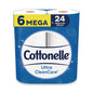 Ultra Cleancare Toilet Paper, Strong Tissue, Mega Rolls, Septic Safe, 1-ply, White, 340 Sheets/roll, 6 Rolls/pk, 6 Pks/carton
