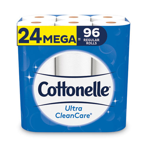 Ultra Cleancare Toilet Paper, Strong Tissue, Mega Rolls, Septic Safe, 1-ply, White, 340 Sheets/roll, 24 Rolls/pack
