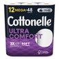 Ultra Comfortcare Toilet Paper, Soft Tissue, Mega Rolls, Septic Safe, 2-ply, White, 284/roll, 12 Rolls/pack, 48 Rolls/carton