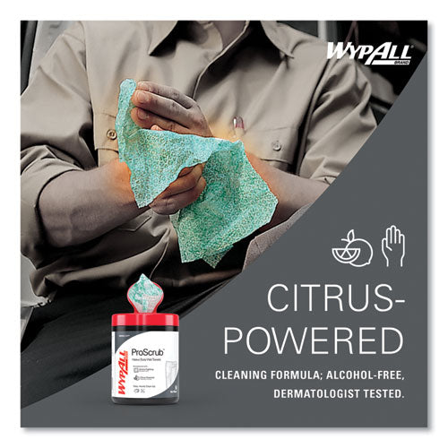 Power Clean Proscrub Pre-saturated Wipes, 12 X 9.5, Citrus Scent, Green/white, 50/canister, 8 Canisters/carton