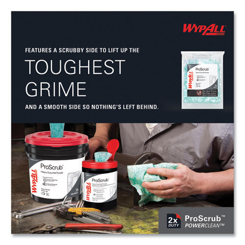 Power Clean Proscrub Pre-saturated Wipes, 12 X 9.5, Citrus Scent, Green, 75/pack, 6 Packs/carton