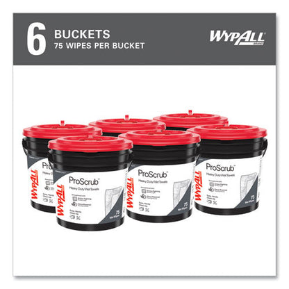 Power Clean Proscrub Pre-saturated Wipes, 9.5 X 12, Citrus Scent, Green, 75/bucket, 6 Buckets/carton
