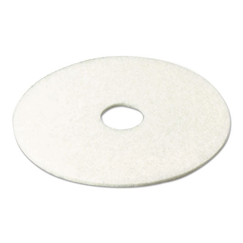 Low-speed Super Polishing Floor Pads 4100, 14" Diameter, White, 5/carton