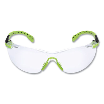 Solus 1000-series Safety Glasses, Black/green Plastic Frame, Clear Polycarbonate Lens