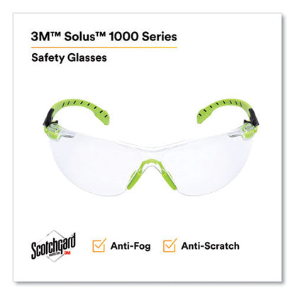 Solus 1000-series Safety Glasses, Black/green Plastic Frame, Clear Polycarbonate Lens