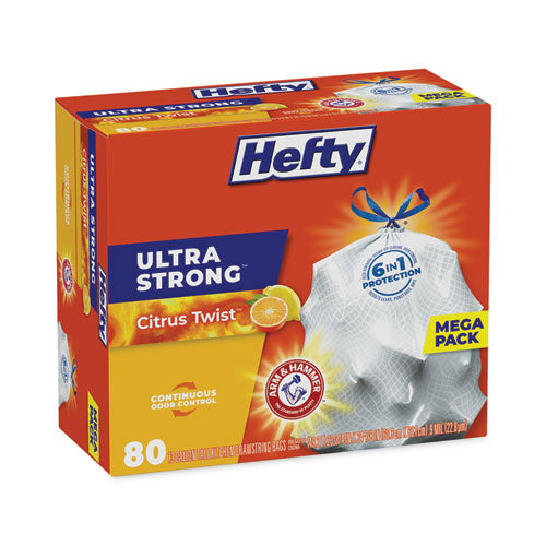 Ultra Strong Scented Tall White Kitchen Bags, 13 Gal, 0.9 Mil, 23.75" X 24.88", White, 80 Bags/box, 3 Boxes/carton
